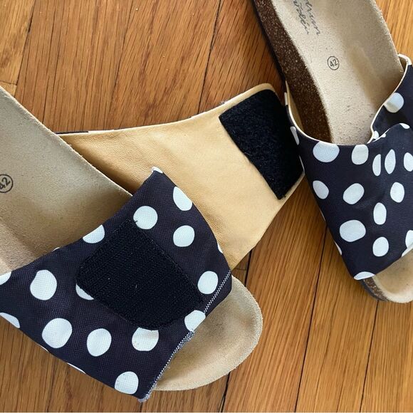 Gudrun Sjoden Black White Lagenlook Polka Dot Slides Sandals Slip Ons 42 11.5 - Picture 7 of 7
